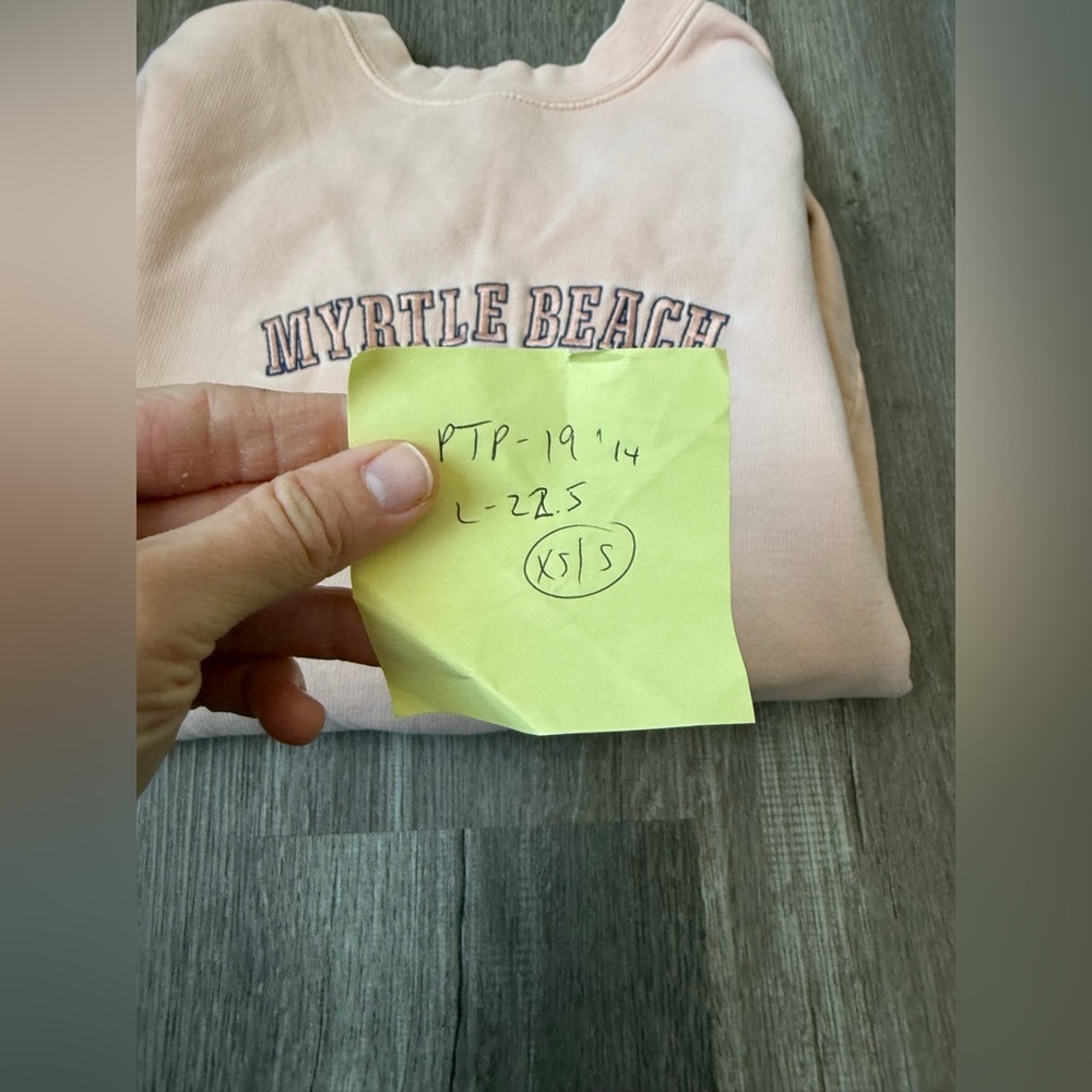 VTG U.S. Vintage Myrtle Beach Sweatshirt Pullover Crewneck Light Pink Size XS S - Picture 11 of 11